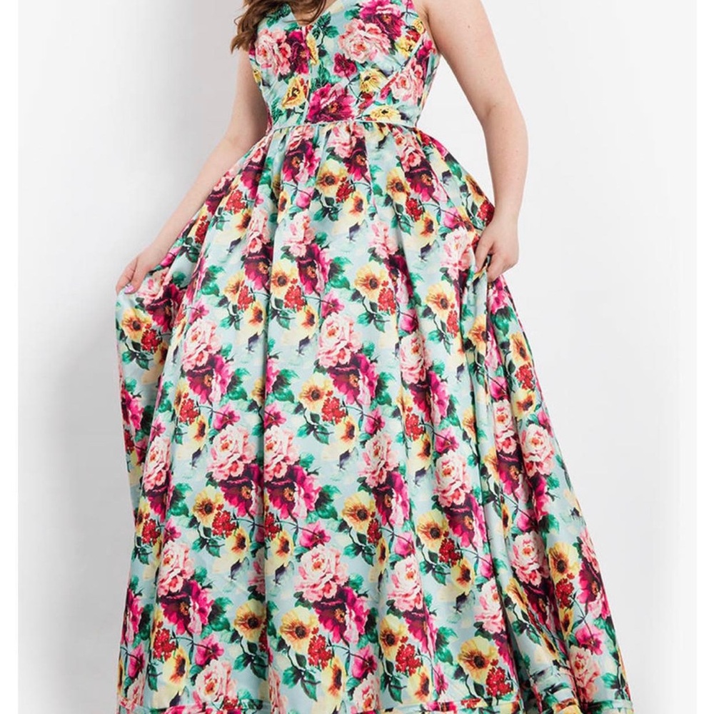 Rachel Allan Multicolor Floral Strapless Dress - Picture 3 of 12